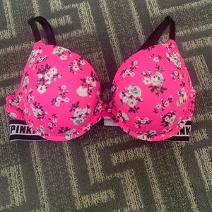 Pink floral bra